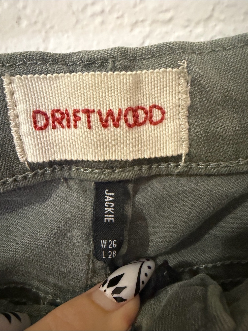 Driftwood Jackie Olive Green Embroidered Skinny Jeans - Size 26 - Picture 2 of 9